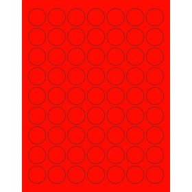 8-1/2" x 11" Red Fluorescent 63 Labels per Sheet 1" Round 