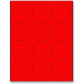 8-1/2" x 11" Red Fluorescent 12 Labels per Sheet 2.5" Round 