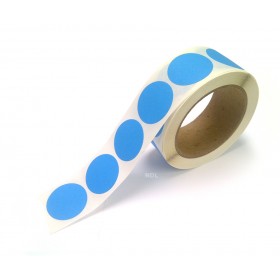 1.5" Circle Color Stickers, 500 Permanent Labels, 3" Core, Blue Fluorescent