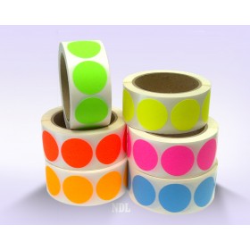 1.5" Circle Color Stickers, 500 Permanent Labels, 3" Core, Assorted Colors