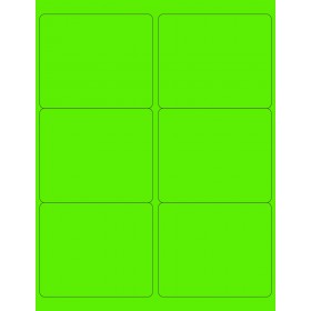 8-1/2" x 11" Fluorescent Green 6 Labels per Sheet 4 x 3-1/3