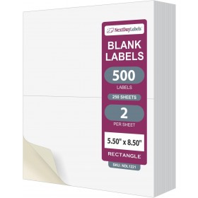 8-1/2" x 11", 2 Labels, per Sheet, 8.5" x 11" 