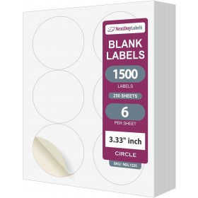 8-1/2" x 11",6 Labels, per Sheet,3.33" Round Pack