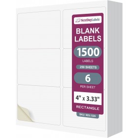 8-1/2" x 11", 6 Labels, per Sheet,4" x 3.3"
