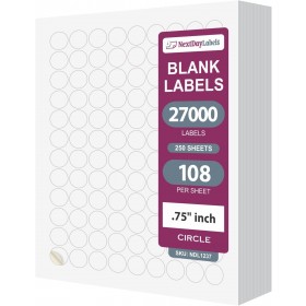 8-1/2" x 11" 108 Labels per Sheet 3/4" Round