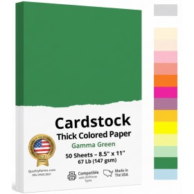 8-1/2 x 11" Letter, 67 Lb. Cover Card Stock, Gamma Green