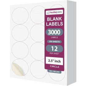8-1/2" x 11" 12 Labels per Sheet 2-1/2" Round