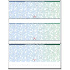 Blank Laser Checks, 3 per Page, Blue/Green Prismatic