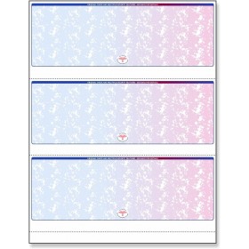 Blank Laser Checks, 3 per Page, Blue/Red Prismatic