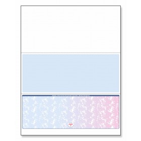 Blank Laser Bottom Check Paper, Blue/Red Prismatic