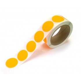 1.5" Circle Color Stickers, 500 Permanent Labels, 3" Core, Orange Fluorescent