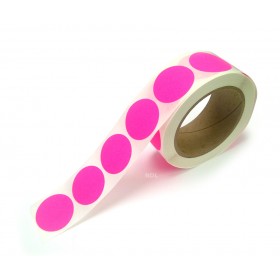 1.5" Circle Color Stickers, 500 Permanent Labels, 3" Core, Pink Fluorescent