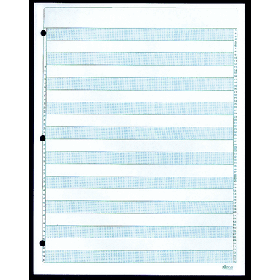 8-1/2 X 11", 1/2" Blue  Bar Paper, With 3 Hole Punch 20#