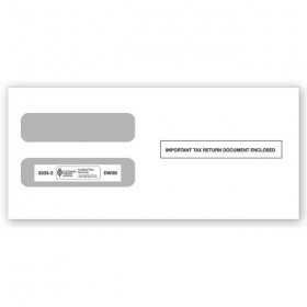 2025 3-Up Horiz. Laser W-2 Double-Window Envelope, Self-Seal