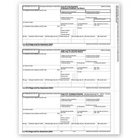 2023 3-Up Laser W-2, Employee Copy, Horizontal Format