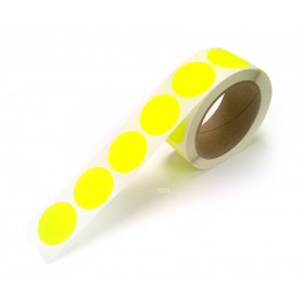1.5" Circle Color Stickers, 500 Permanent Labels, 3" Core, Yellow Fluorescent