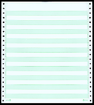 9-1/2 x 11" Continuous Paper 20# 1/2" Green Bar, 1 Part, Side Perfs