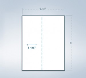 8-1/2 x 11" 20# Perforated Paper, 1 Vert. perf @ 4-1/4" from Left