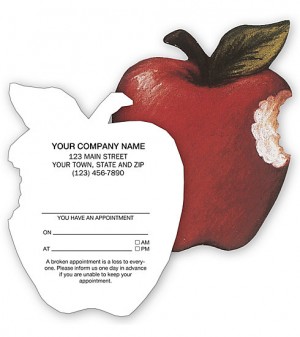 Die-Cut Apple Shaped Dental Appointment Card, Imprinted