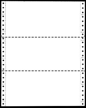 9-1/2 x 3-2/3" Continuous Computer Paper, 20#  White, 1 Part, Side Perfs