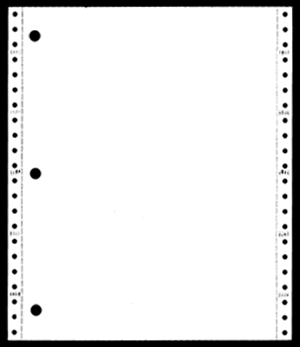 9-1/2 x 11" Continuous Paper  20# White, 1 Part, Side Perfs, 3 holes left
