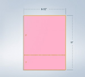 8-1/2 x 11 Pink 20# Paper 1 Horizontal Perforation @ 3" from bottom