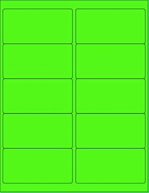 8-1/2" x 11" Fluorescent Green 10 Labels per Sheet 4 x 2