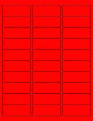 8-1/2" x 11" Red Fluorescent 30 Labels per Sheet 1" x 2-5/8"