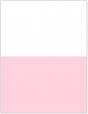 8-1/2 x 11" Pink & White Paper With 1 Horizontal perf @ 5-1/2"