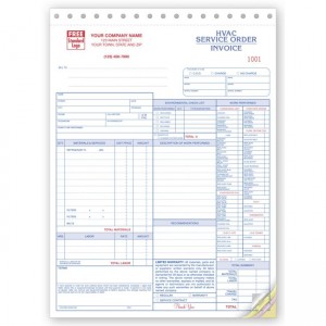 HVAC Service Work Order,  Form and invoice C
