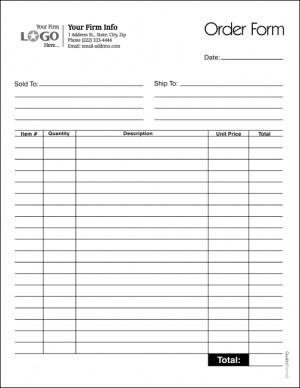 Multi Purpose Order Entry Form, Style #2
