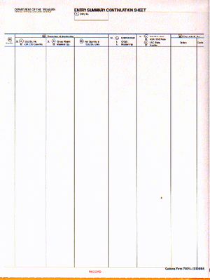 9-1/2 x 11" 5 Part Continuous Entry Summary Continuation Sheet w/ Permit 