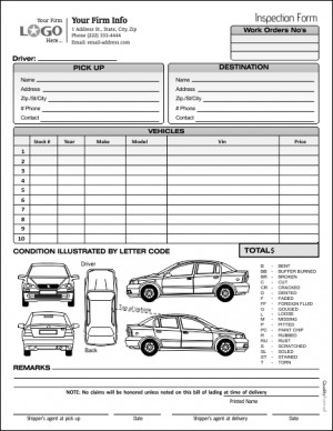 Auto Transport Bill of Lading with 1 Car Style #2