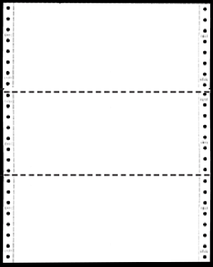 9-1/2 x 3-2/3" Continuous Computer Paper, 20# White, 1 Part, Side Perfs