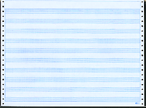 14-7/8 x 11" Continuous Paper  18# 1 Part 1/2" Blue Bar HL, No Side Perfs