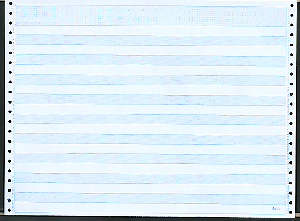 14-7/8 x 11" Continuous Paper, 1/2" Blue Bar, 20# 1 Part, No Side Perfs
