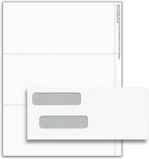 2023 3 UP Laser W-2 Forms, Employee Copy, Horizontal Format (100 Blank Sheets & Envelopes)