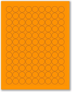 8-1/2" x 11" Orange Fluorescent 108 Labels per Sheet 3/4" Round 