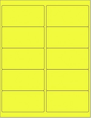 8-1/2" x 11" Yellow Fluorescent 10 Labels per Sheet 4 x 2