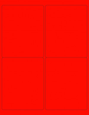 8-1/2" x 11" Red Fluorescent 4 Labels per Sheet 4 x 5
