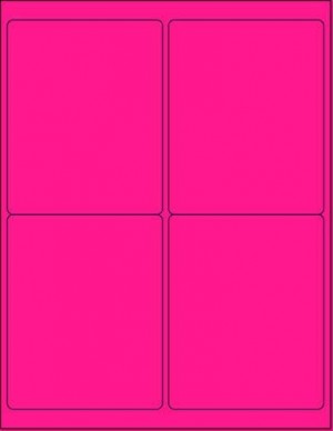 8-1/2" x 11" Fluorescent Pink 4 Labels per Sheet 4 x 5