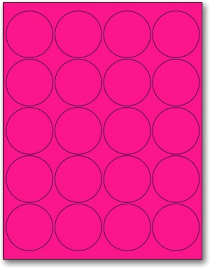 8-1/2" x 11" Pink Fluorescent 20 Labels per Sheet 2" Round 