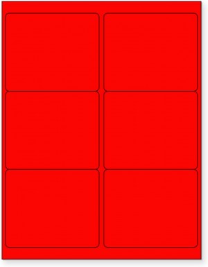 8-1/2" x 11" Red Fluorescent 6 Labels per Sheet 4 x 3-1/3" 
