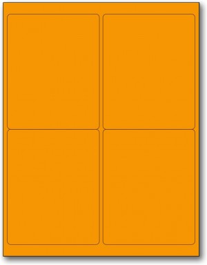 8-1/2" x 11" Orange Fluorescent 4 Labels per Sheet 4 x 5
