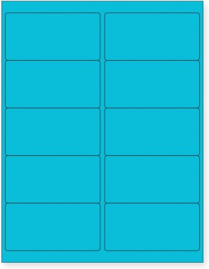 8-1/2" x 11" Blue Fluorescent 10 Labels per Sheet 4 x 2