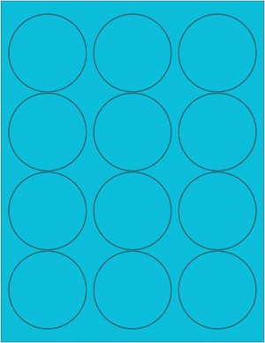 8-1/2" x 11" Blue Fluorescent 12 Labels per Sheet 2.5" Round 