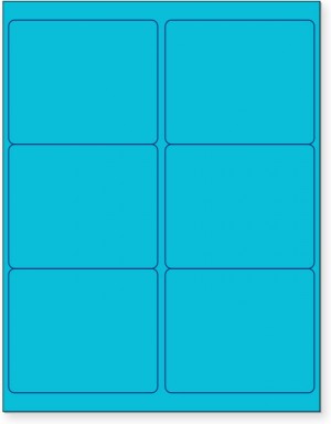 8-1/2" x 11" Blue Fluorescent 6 Labels per Sheet 4 x 3-1/3" 