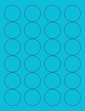 8-1/2" x 11" Fluorescent Blue 24 Labels per Sheet 1.66" Round