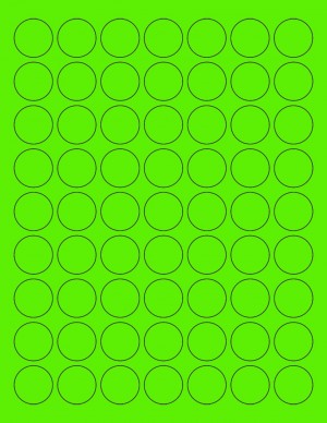 8-1/2" x 11" Green Fluorescent 63 Labels per Sheet 1" Round 