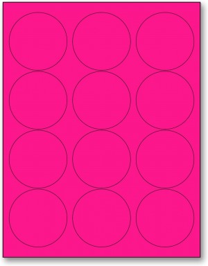 8-1/2" x 11" Pink Fluorescent 12 Labels per Sheet 2.5" Round 